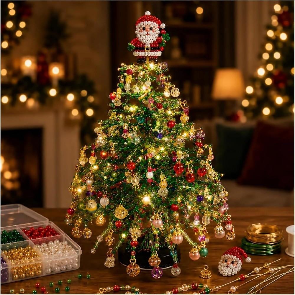 Crystal Bead DIY Beaded Christmas Tree Kit Holiday Beading Craft Kit  Christmas Holiday