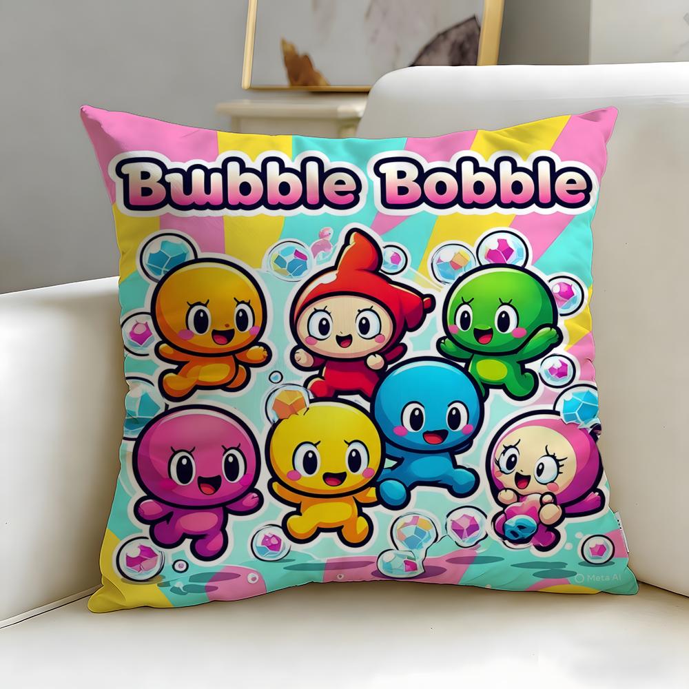 classic game Bubbles Bobble Cushion Cover Soft EasyWash Pillow Case Versatile for Couch Bed Travel and Office