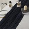 Wedding Party Table Runner Gauze Halloween Style Pleated Pure Black Stain-Proof Reusable Table Protection Decoration Prom Banquet Table Runner