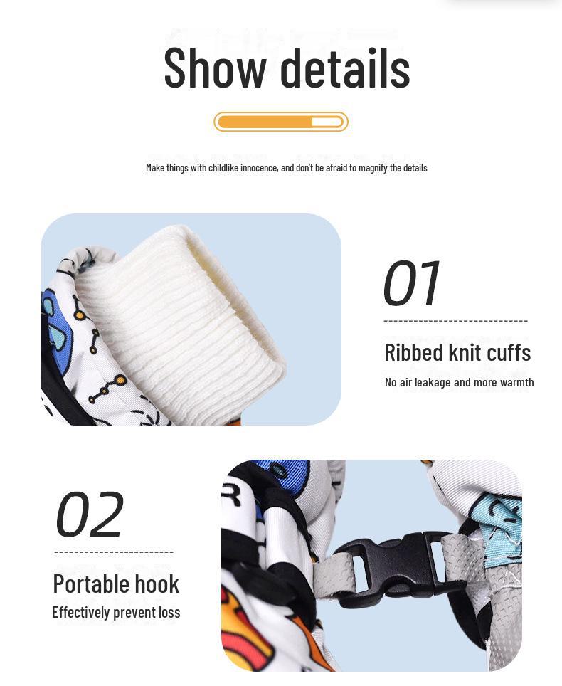 Водонепроницаемые детские горнолыжные перчатки — теплые, нескользящие, утолщенные, с бархатной подкладкой для мальчиков и девочек