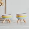 Ceramic Elevated Pet Food Water Bowl Set Cats Dogs Non-Slip High Stand Design Colorful Options