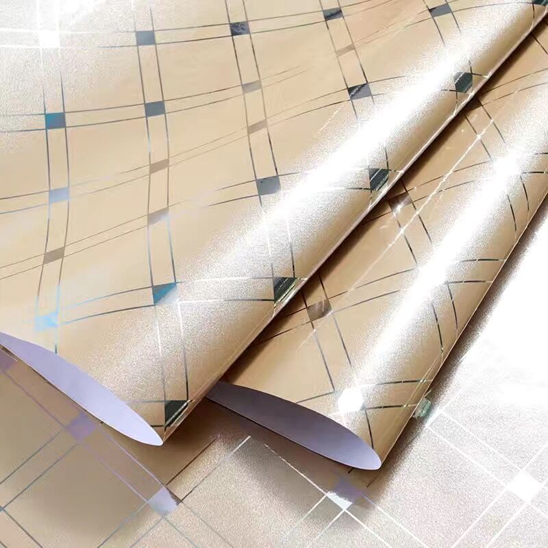 Thick PVC Furniture Cabinet Self Adhesive Film Sticker Gold Paint Stripe Wallpaper Silver Line Waterproof Wardrobe Contact Paper