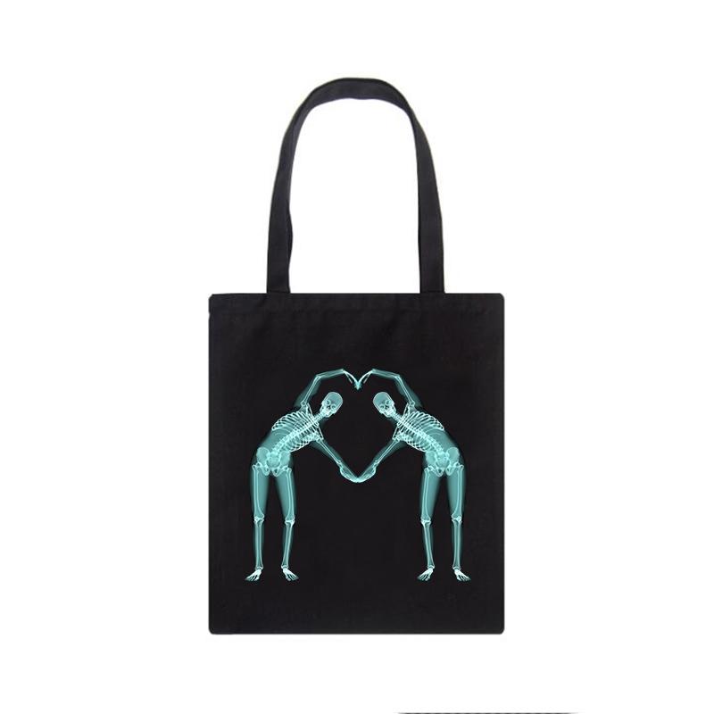 Ложная холщовая сумка с принтом черепа Y2K, готическая холщовая сумка в стиле панк, большая вместительная уличная сумка для покупок, повседневные женские сумки на плечо в стиле Харадзюку
