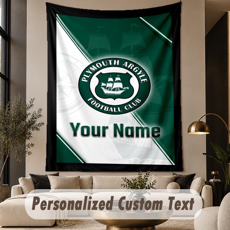Custom Text Tapestry Plymouth Argyle FC Print Wall Tapestry Indoor Living Room Wall Decor