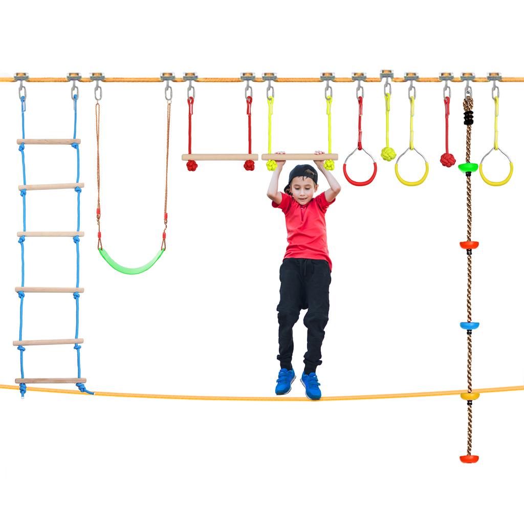Kids Climbing Obstacle Kit Children Line Hanging Obstacle Course Outdoor Playset Swing Accessories