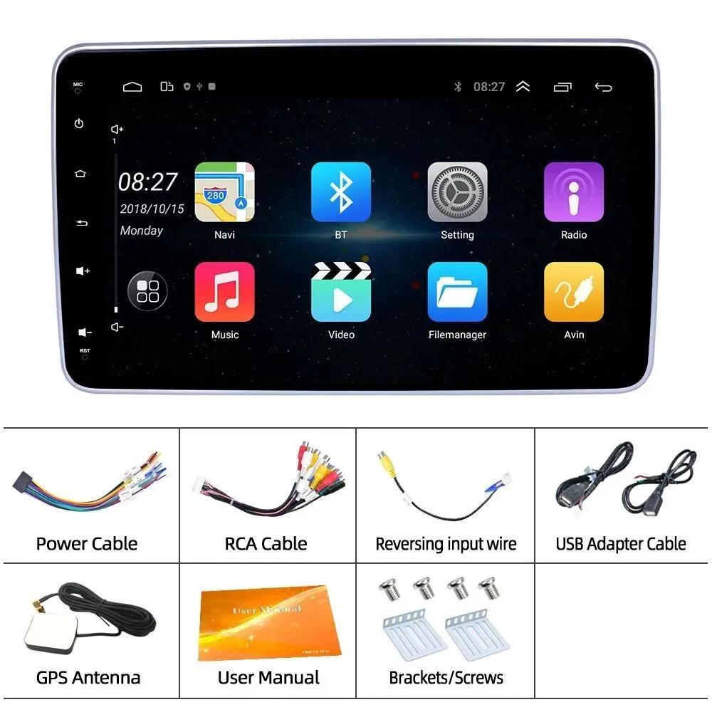 10.1"Android 1 DIN Autoradio Car Radio GPS for Universal Car Stereo Video Multimedia Player USB with Rotatable Screen Carplay