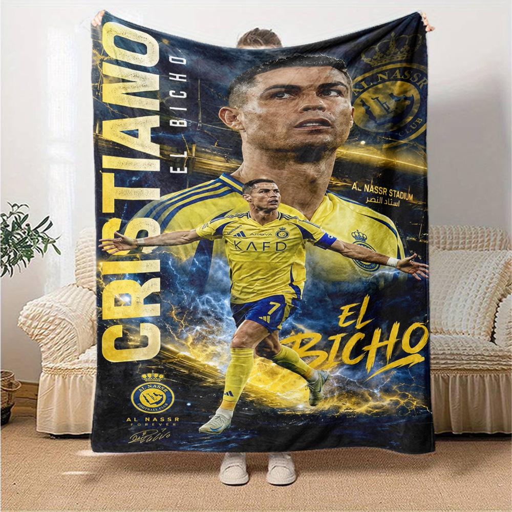 Ronaldo's Legacy Manchester United Blanket Durable Comfort Great for Office Chair Bedding Office Four Seasons Universal Playful Design