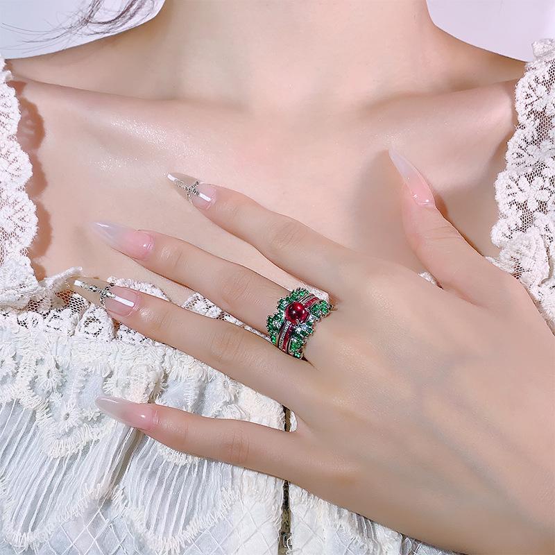 Ювелирные изделия, ювелирные изделия, кольца, двойные ювелирные изделия, фиолетовый свет изменит цвет, красный корунд, синяя шпинель, легкая роскошь, элитный женский стиль