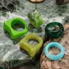 Non Tarnish Resin Rings 5 Pcs for Women, Wide Thick Stackable Women Chunky Rings, Square Dome Statement Knuckle Jewelry Accessories Gift Her