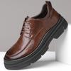 2025 Autumn and Winter New Men's Business Casual Leather Shoes Men's Hand-scratched Thick-soled Round Head Lace-up Versatile Trendy Shoes 9922