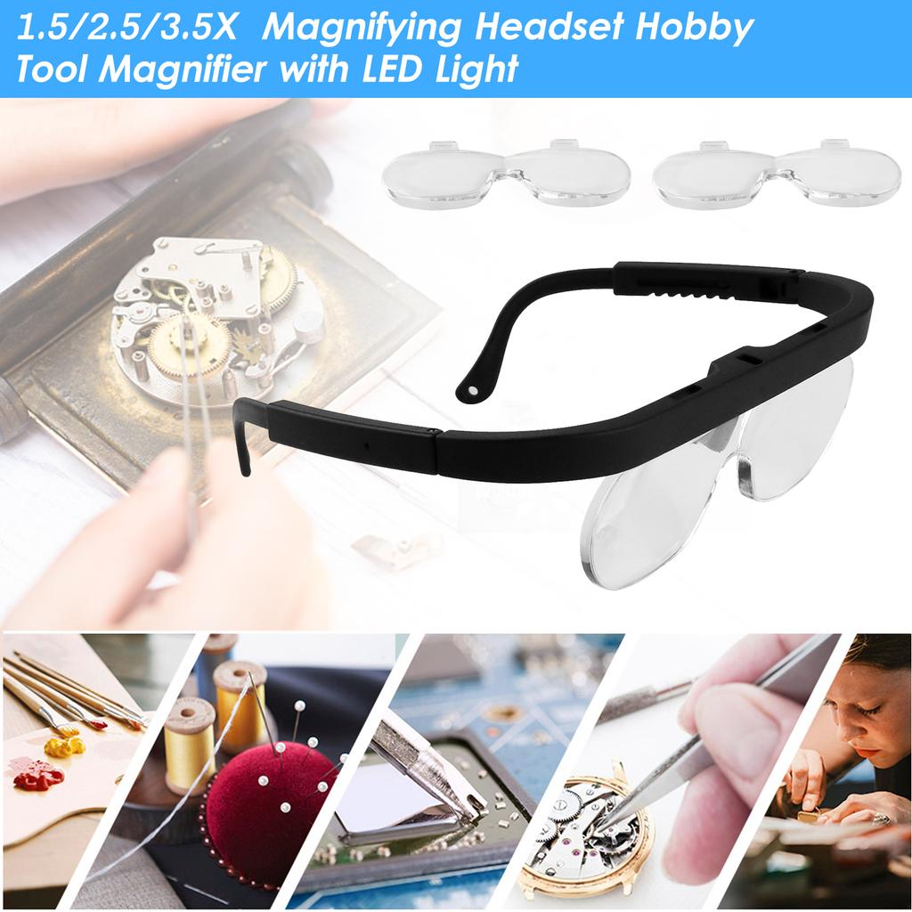 1.5/2.5/3.5X Magnifying Glasses Magnifying Headset Head Mounted Jewelry Loupe Magnifier with