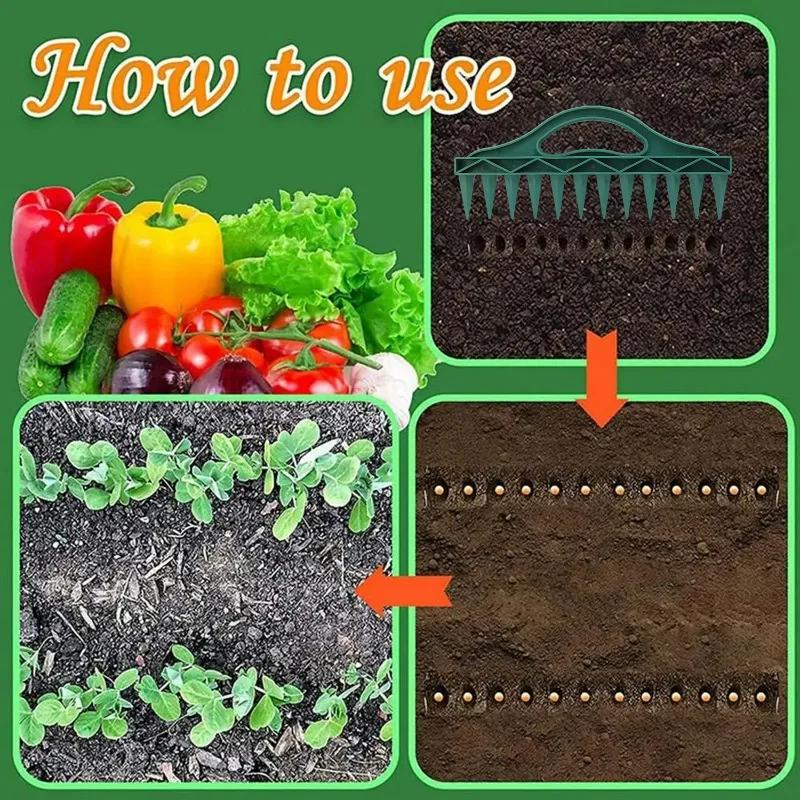 1-3PCS Seeds Spreader Seed-in Gardening Manual 12-Hole Soil Digger Portable Seeds Spacer Soil Puncher for Planting Seeds Soil Loosening