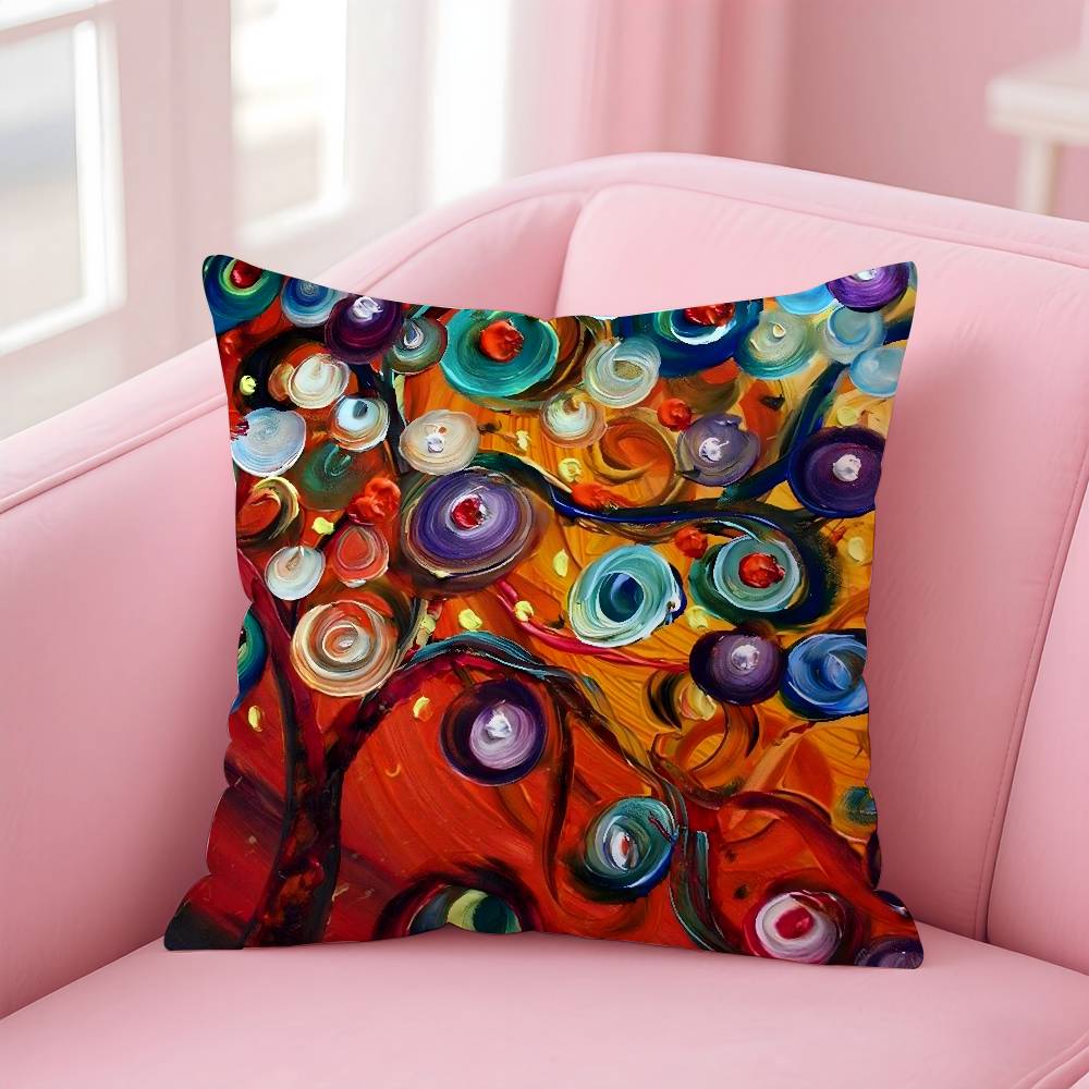 Colored Tree Pillow Case Pattern Printing Pillowcase Living Room Sofa Cushion Cover Bedroom Room Decor