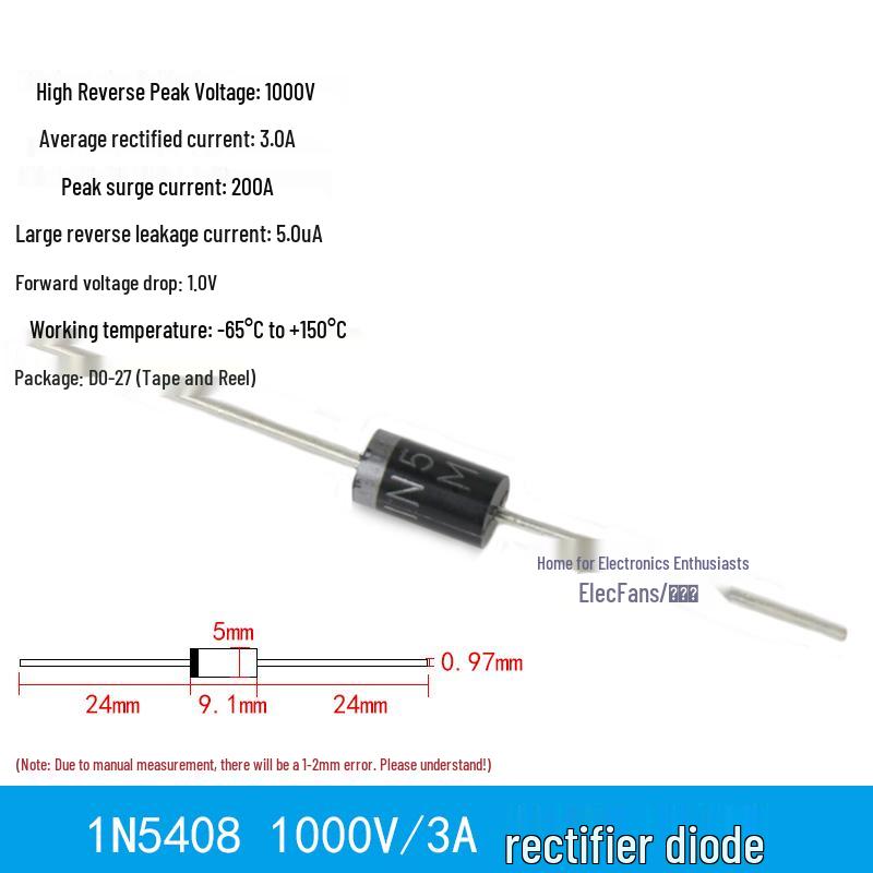 Plug-in Diode Switch/Rectifiers 1N4007, 5408, 1N5819, 1N4148, 5822, 6A10, 10A10