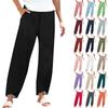 Pants For Women Summer Casual Wide Leg Elastic Waist Pants With Pockets