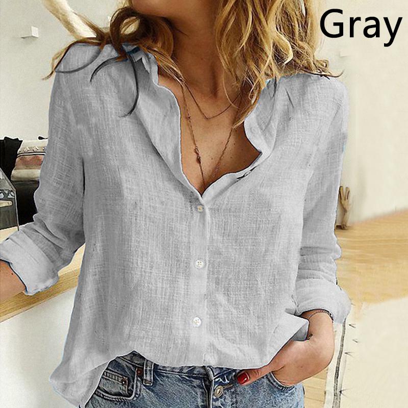 Модные рубашки с длинным рукавом, льняная женская одежда, блузки, однотонные свободные топы