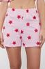 Women's Fashion Pink-Multicolored 100% Cotton Star Patterned T-shirt-Shorts Knitted Pajama Set