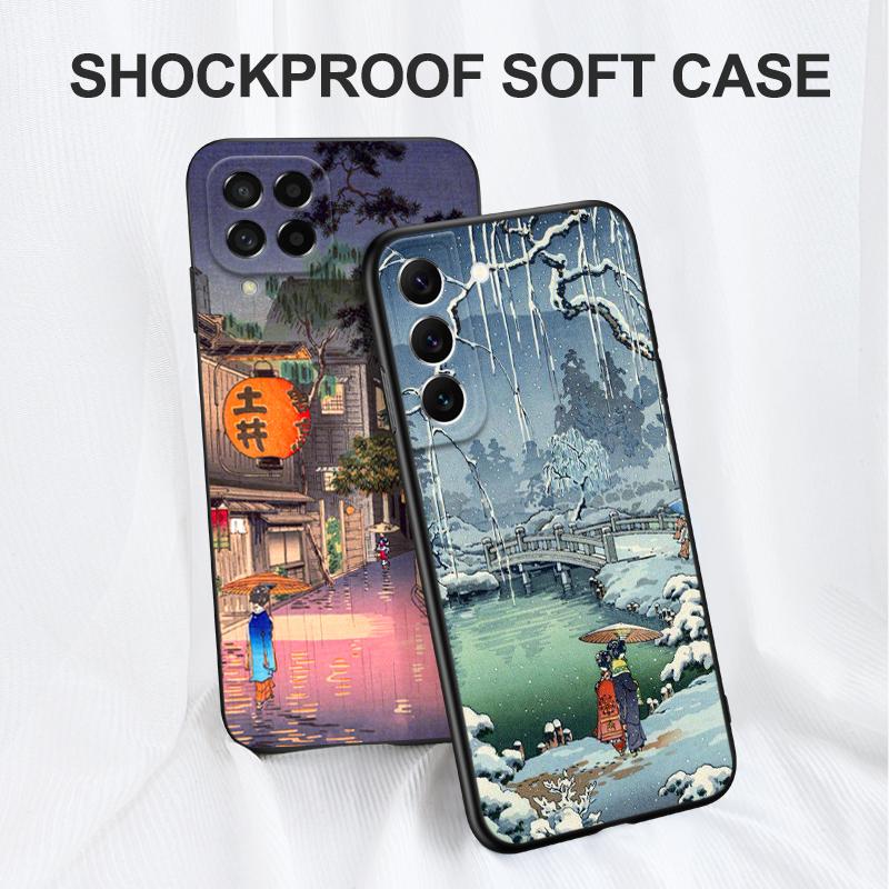 Черный чехол из ТПУ для Samsung Galaxy M53 M13 M62 A12 A22 A22S A32 A42 A52 A52S A72 4g 5g A20S ретро Токио японское искусство