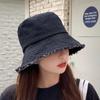 Tassel Washed Denim Bucket Hat Sun Protection Summer Sun Hat Fashion Denim Fisherman Hat  Cycling