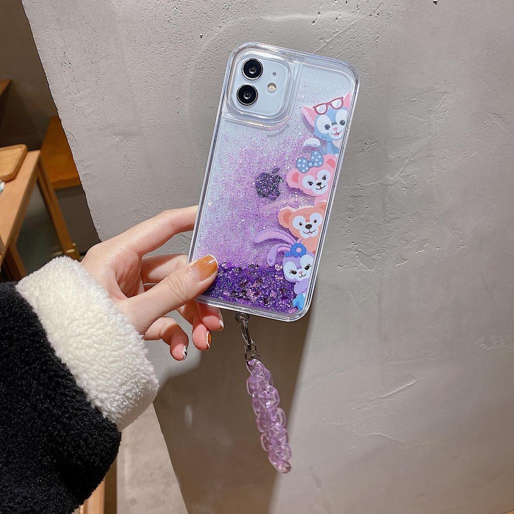Чехол для iPhone с блестками Quicksand Ballet Rabbit для Apple 11, 12, 13 Pro Max, X со шнурком