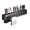 Kitchen Cutlery Holder Wall Mounted Cutter Holder with Hooks Carbon Steel Cutter Storage Rack for Spoon Chopsticks Rust-Resistant Kitchen Utensil