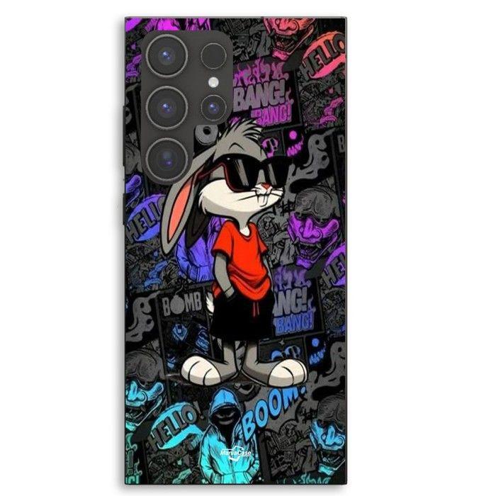 Coque téléphone - MANIACASE - Samsung Galaxy S23 Ultra - Silicone TPU - Noir - Bugs Bunny Thug Life