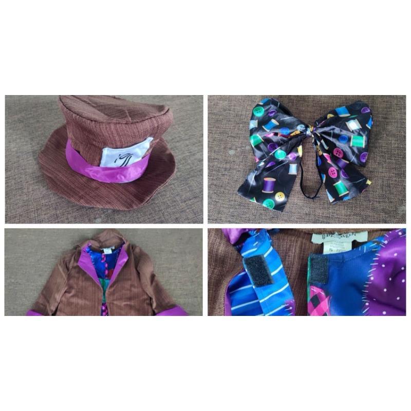 Alice in Wonderland Mad Hatter Tall Hat Cosplay Set, Halloween & Children’s Day Stage Performance Outfit