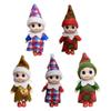 Holiday Baby Elf Miniature Doll with Plaids Accessories For Home Office Christmas Decors Festives Desktop Shelf Display