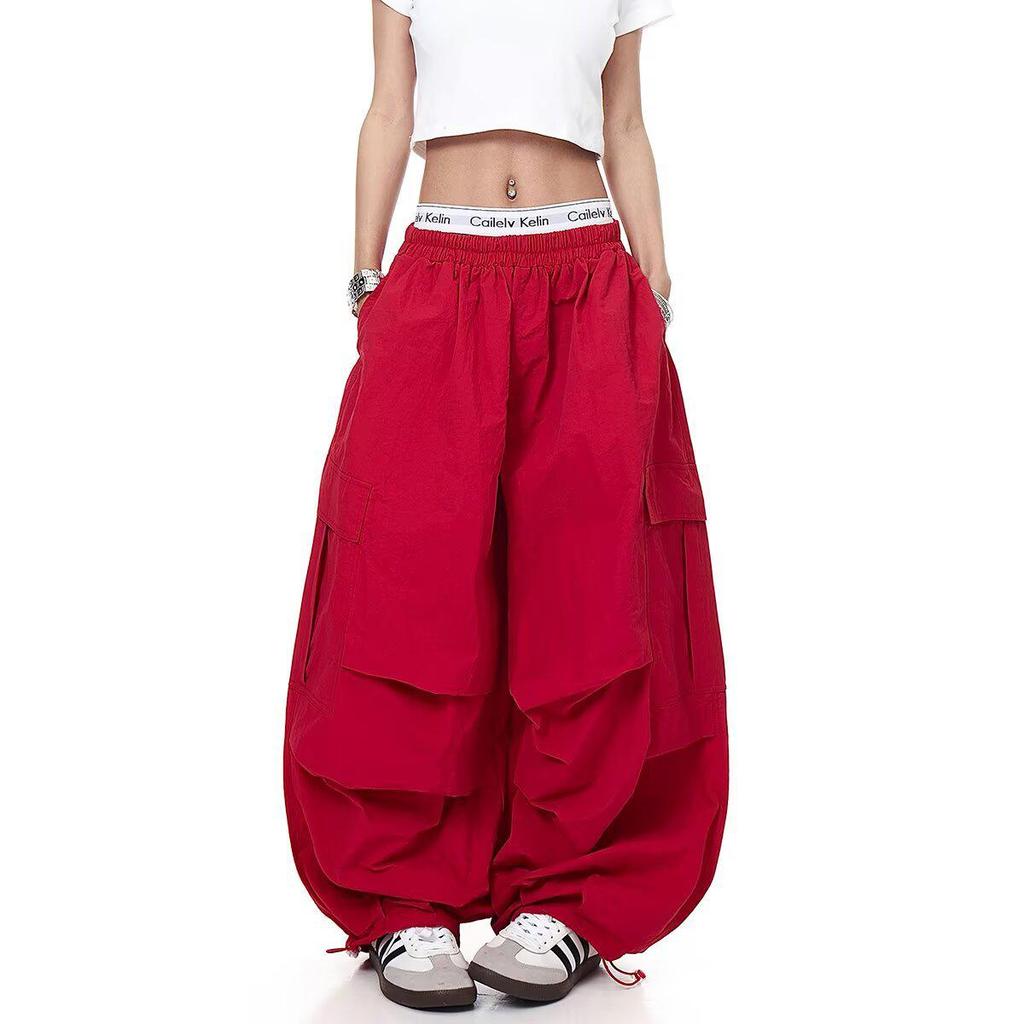 Women's Retro Workwear Ankle-Tie Wide Leg Pants - Spring/Autumn Casual Trousers