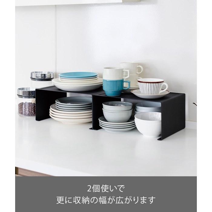 [Yamazaki] Kitchen Steel L-Shaped Rack Black, approx. W30.5 x D22 x H14cm. [Tower] Kitchen Rack, Stacking. Size: approx. W30.5 x D22 x