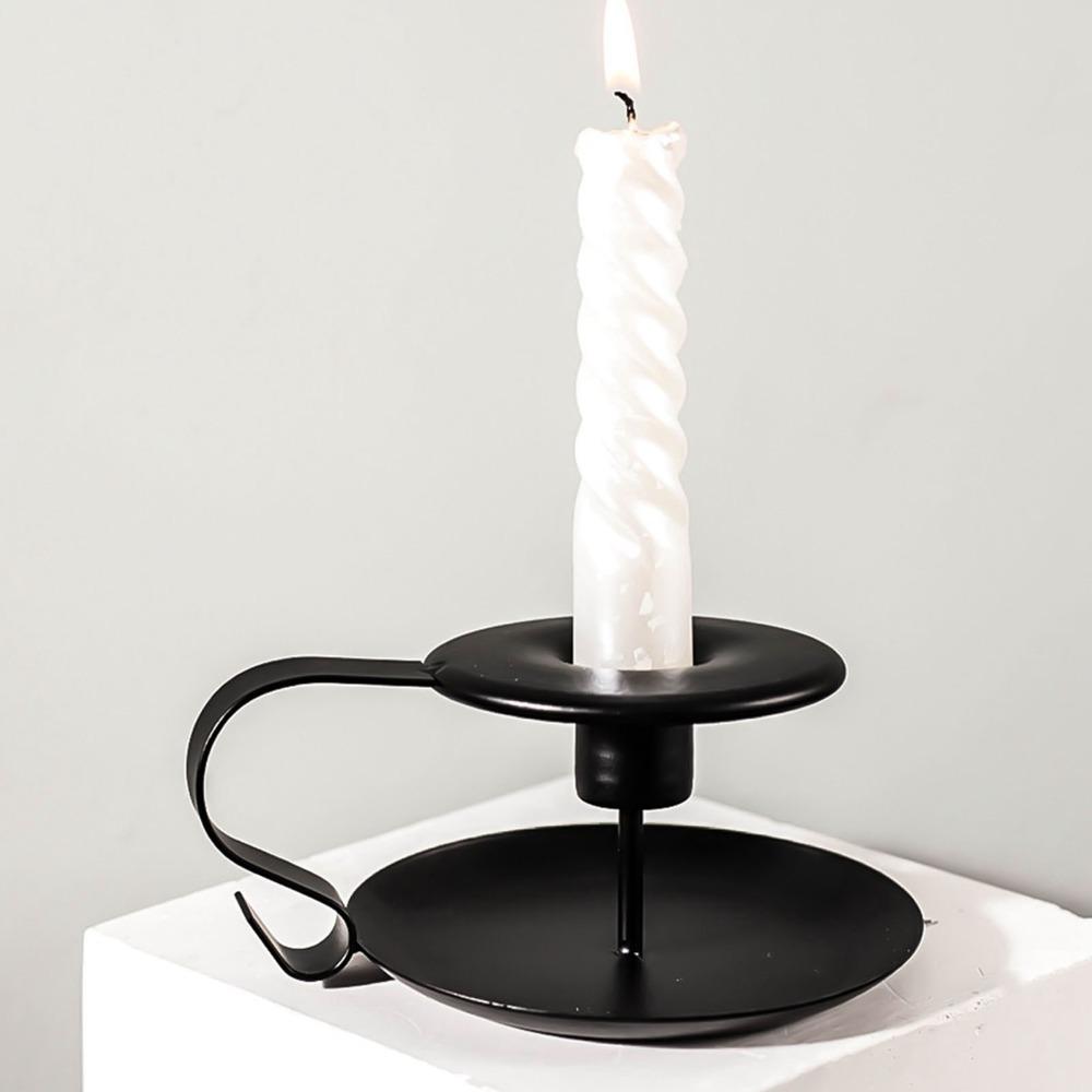 2pcs 5.1x2.36in Iron Candlestick Holder Baking Paint Taper Candle Holders Wedding Party Decor