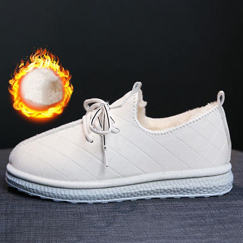 Модные женские зимние туфли Plus Velvet Flat Casual Cotton Shoes 2024 Новые толстые теплые мокасины без застежек Bread Woman Platform Snow Ankle Boots