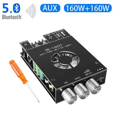 ZK-1602T TDA7498E Bluetooth 5.0 Плата усилителя сабвуфера 2*100 Вт 2.0 канала Высокая мощность USB Аудио Стерео Плата усилителя AMP