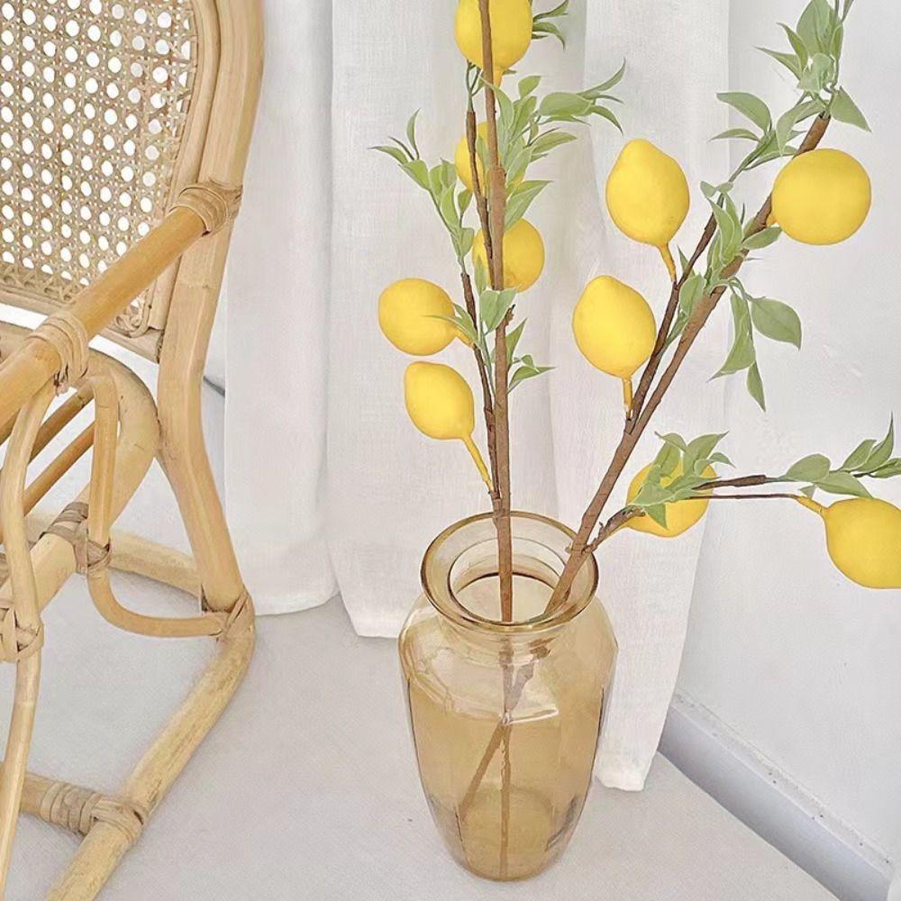 Plastic Artificial Lemon Branch DIY Fake Plants Restaurant Hotel Decoration