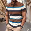 Модная мужская повседневная рубашка-поло с V-образным вырезом, на пуговицах, деловая, в полоску, универсальная футболка, топы