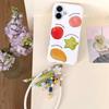 Apple 17 Pro Max Fun Fruit Чехол для iPhone 15/16 Pro Девочковый Мягкий Чехол для Телефона с Шейным Ремнем