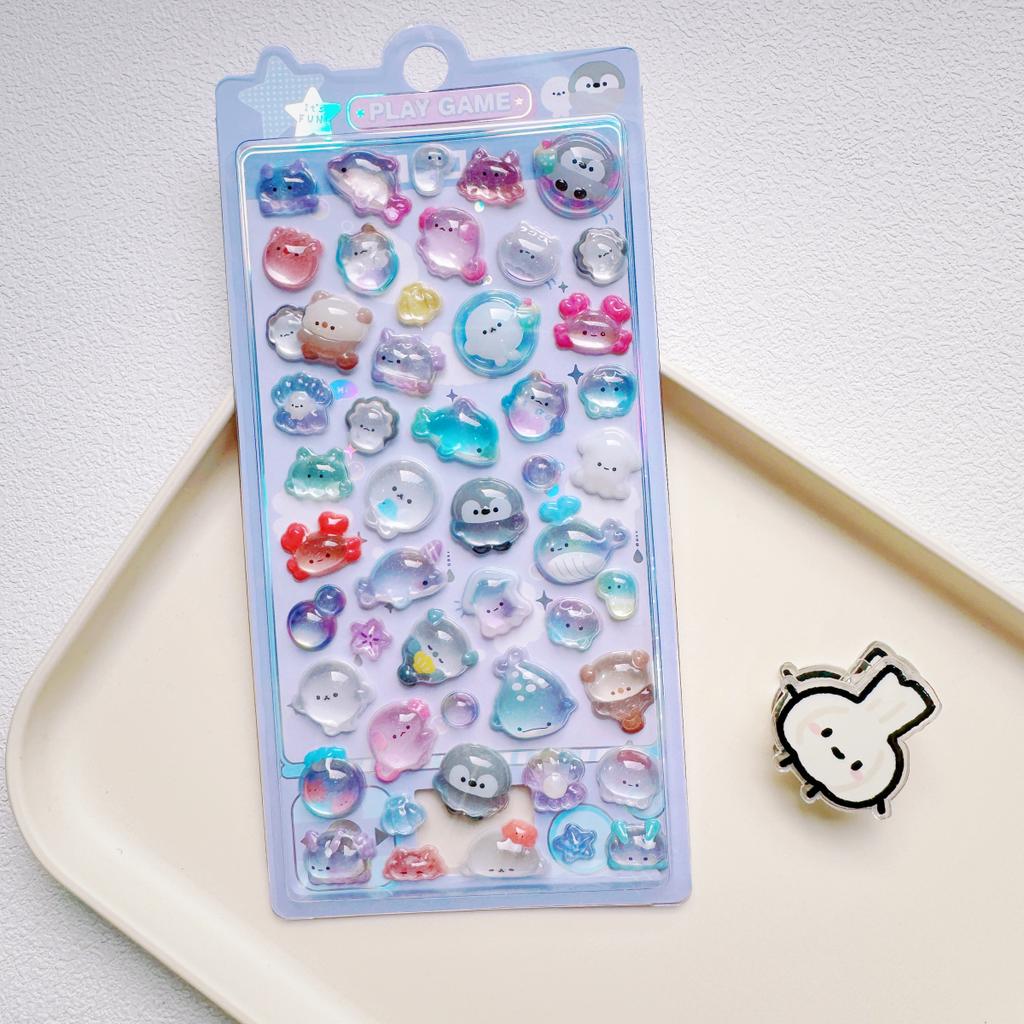 1 шт./4 шт. Мини-наклейки с 3D-рельефом в японском мультяшном стиле со сладкими животными для скрапбукинга, DIY-журнала, милые канцелярские наклейки для школы