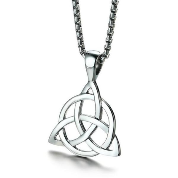 Модное мужское черное кельтское ирландское ожерелье с подвеской Triquetra Trinity Knot, ювелирные изделия