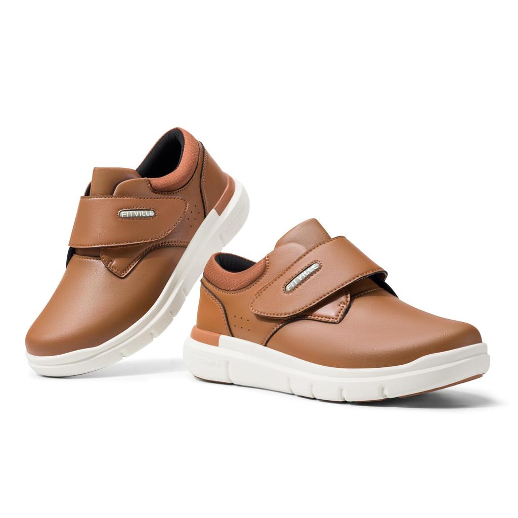 FitVille Walking Wide Подходящие для Премиум Мягкий Синтетический с Липучкой Легко Амортизирующие Дышащие Мужские Туфли, Посадка, 2e/4e, Пожилые, Водонепроницаемые, Кожаные,