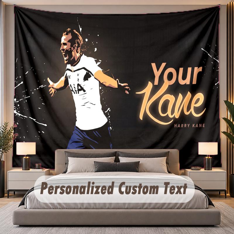 Custom Name Text Tapestry Harry Kane Personalized Polyester Wall Tapestry For Bedroom And Room