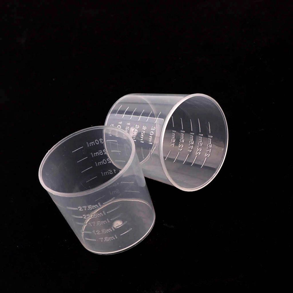 100Pcs Disposable Epoxy Resin Mixing Cups Clear Plastic Measuring Tool 30ML