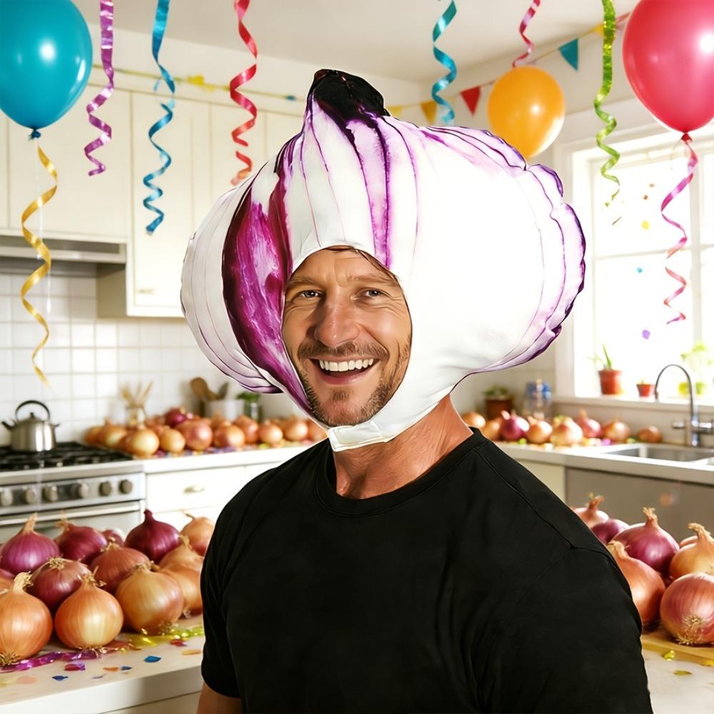 Cute Onion Headpiece Costume Hat Funny Fun Party Headwear Cartoon Plush Hat  Cosplay Costume