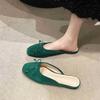 Half Slippers Women Wear Versatile 2021 New Internet Celebrity Fairy Style Bow Suede Flat Bottom Sandals Bag Head Mop