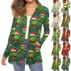 Women's Fashion Christmas Print Long-Sleeved Pocketed Slim-Fit Cardigan Coat