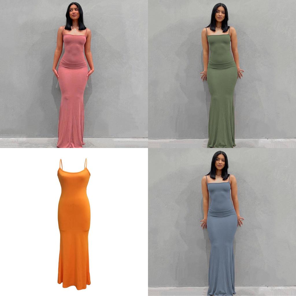 Solid Color Slim Fit Dress With Backless Design For Casual Wear