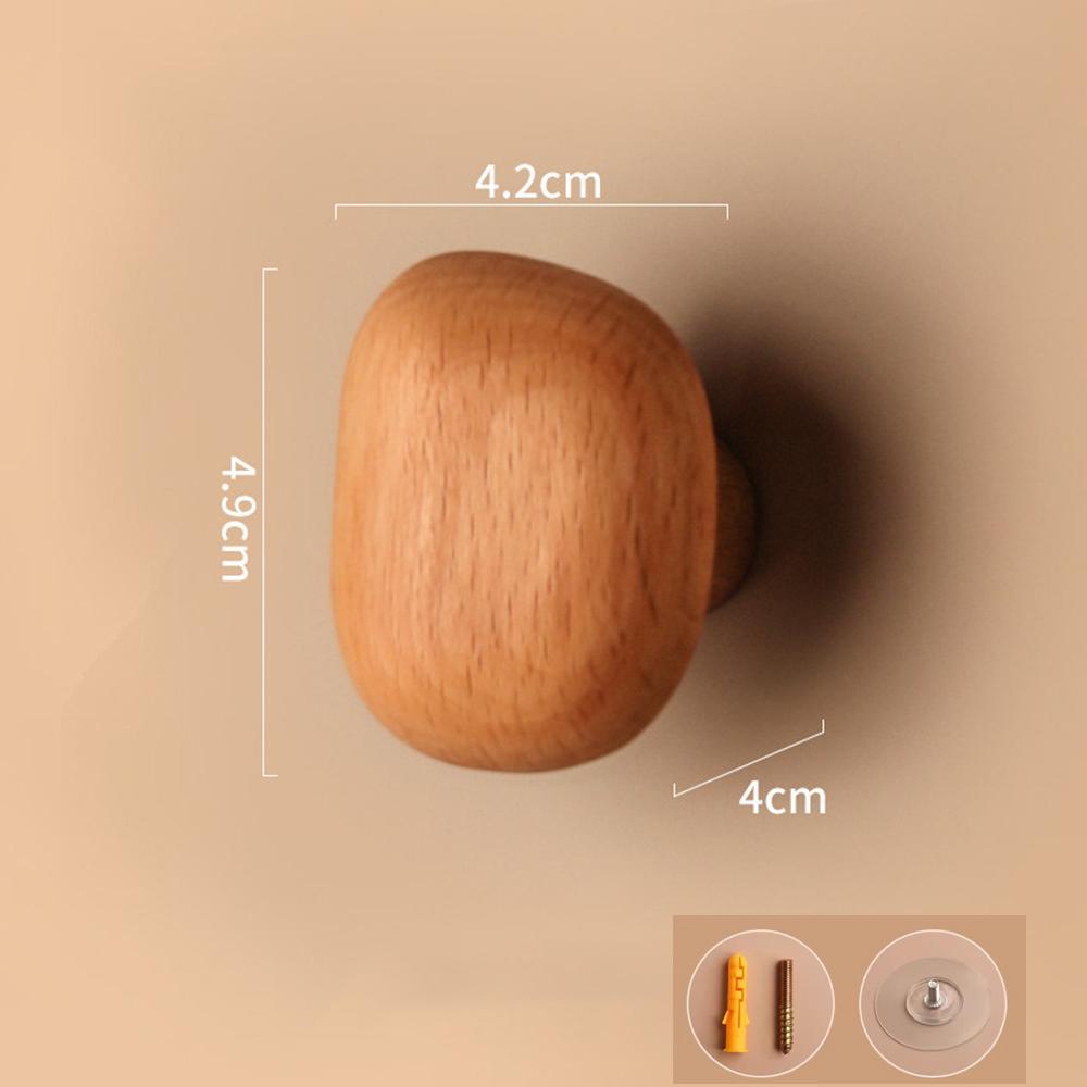 Pebble Shaped Wall Mounted Coat Hook Natural Wooden Clothes Hanger Key Hat Scarf Handbag Hook Decor Bathroom Rack Storage Hanger