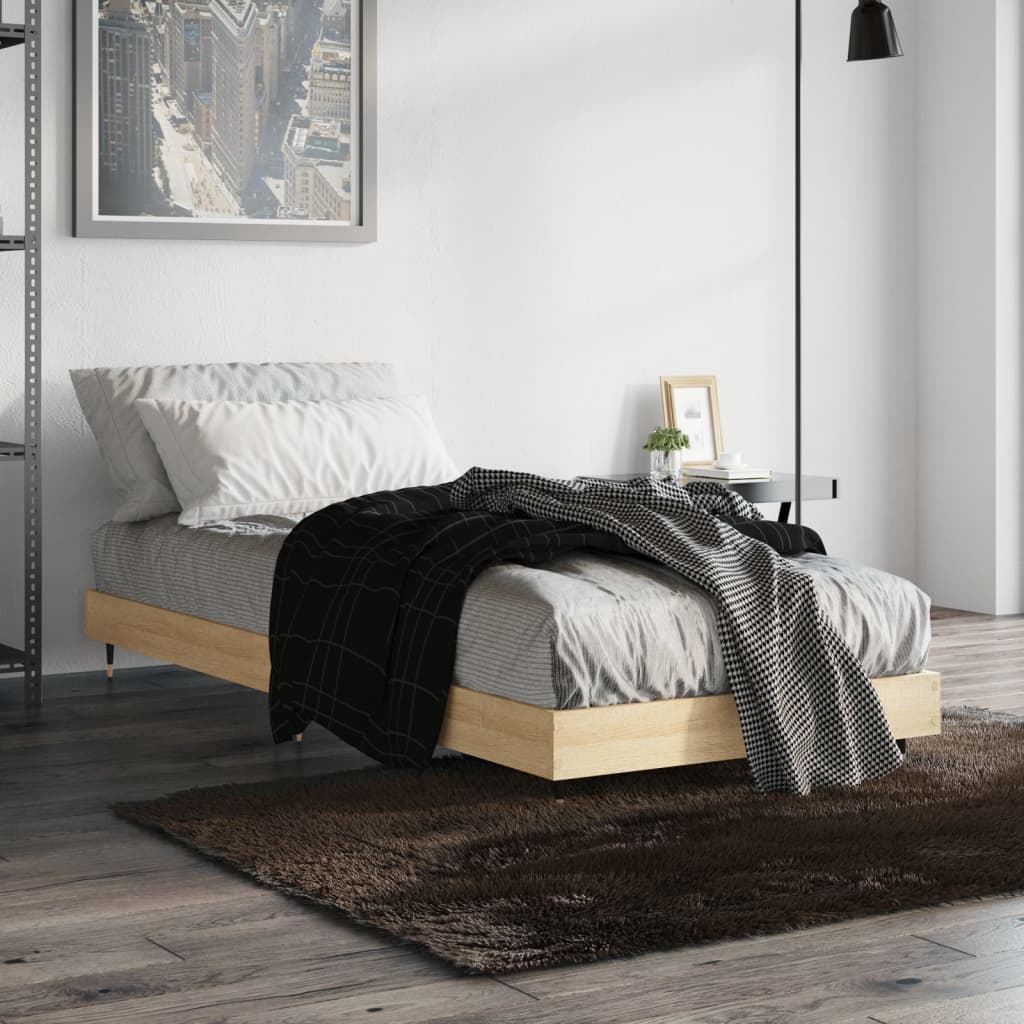 Bed Frame without Mattress Sonoma Oak Finish 75 x 190 cm Engineered Wood