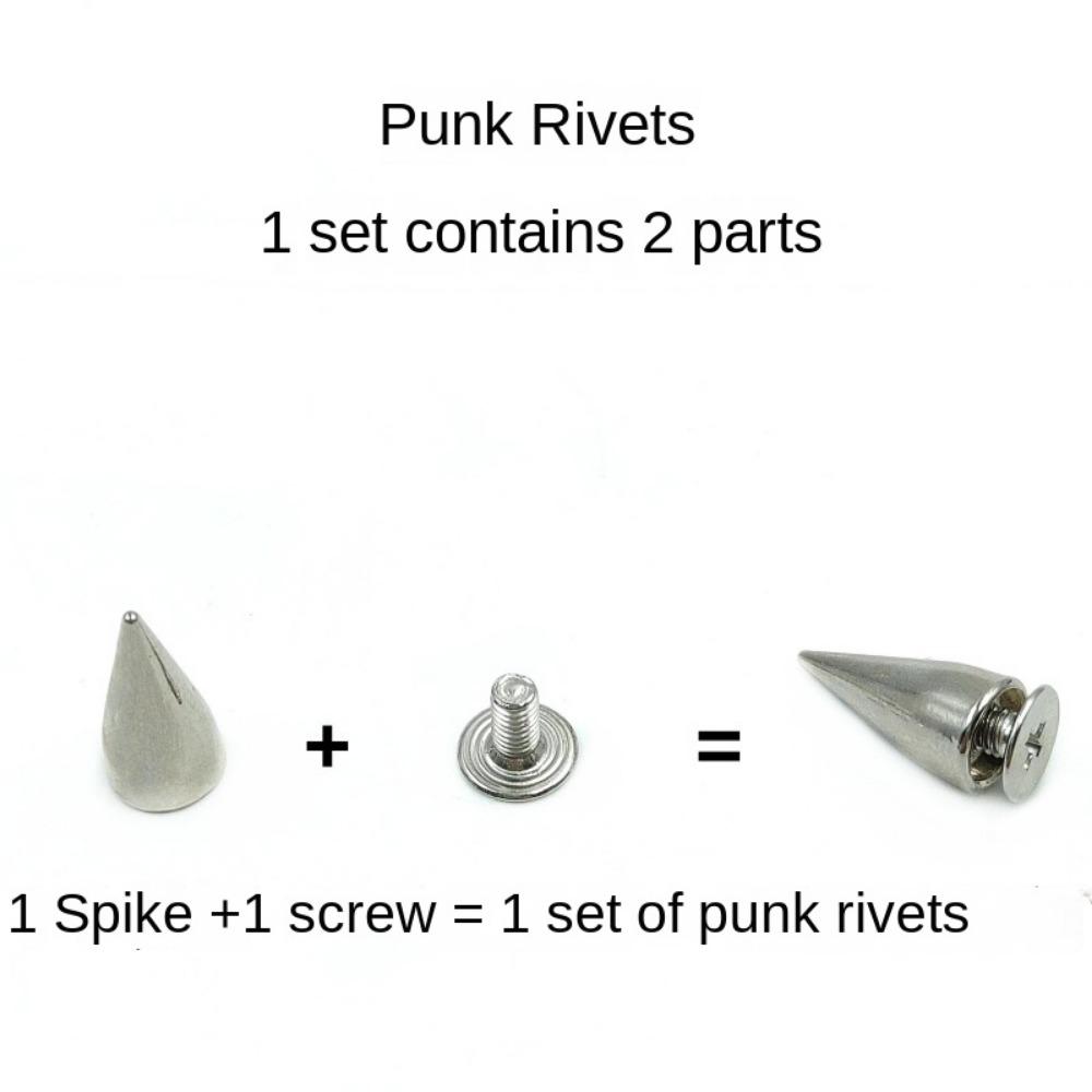 80 Sets DIY Decoration Punk Rivet Gold Silver Black Back Studs & Spike Cone Screw Leather Craft