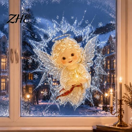 Reusable Festive Stickers 3D Christmas Window Clings, Removable No Residue Stickers, Santa Breaking Sticker Through Glass Wall Decals, Holiday