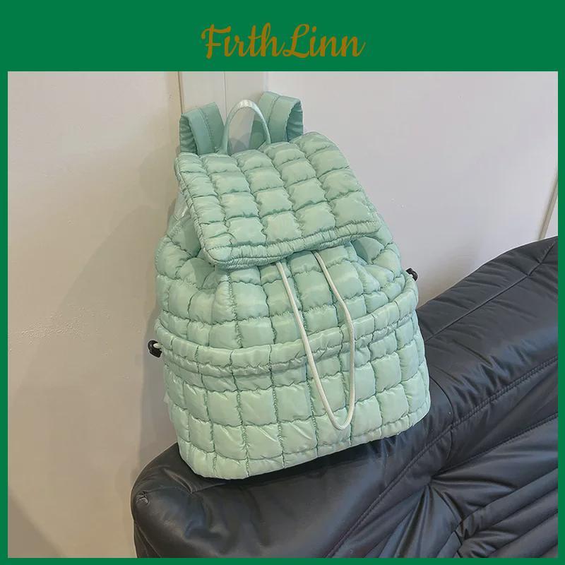 Fluffy Plaid Backpack Womens Down Stylish Lightweight Large Capacity For Fallwinter Commuting And Travel